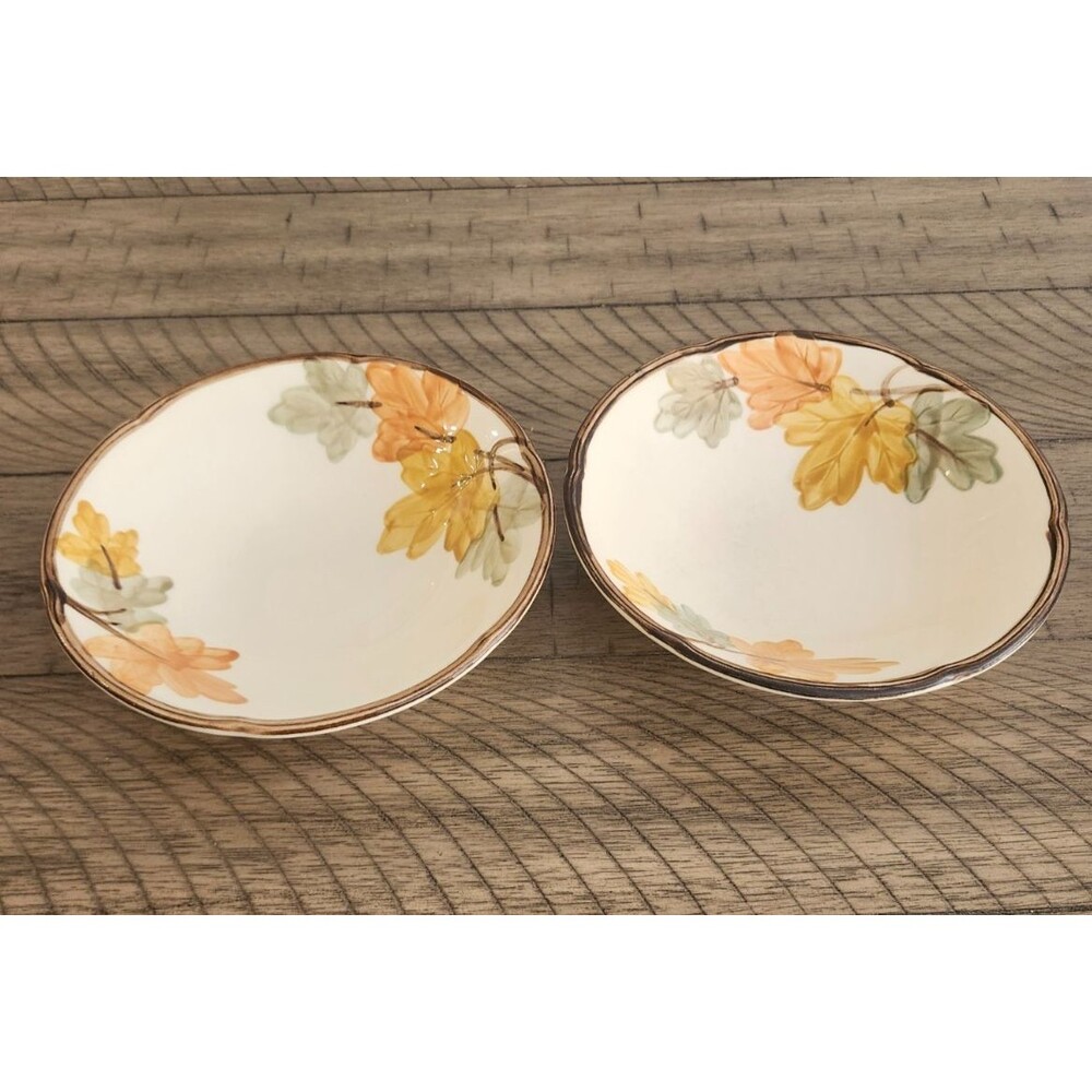 Lot of 2 Franciscan October Round Vegetable Serving Bowl 7" Autumn Leaf Vintage